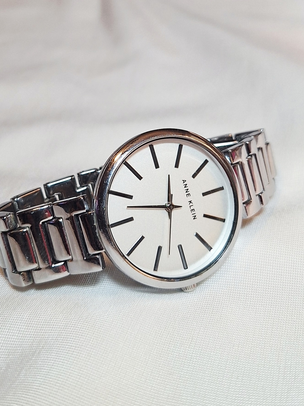 Anne Klein Silver Link Bracelet Watch - White Dial - Working